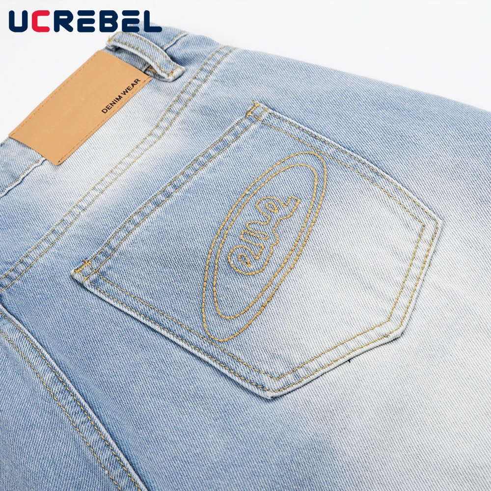 Ripped Hole Distressed Denim Shorts Mens Summer Dirty Washed Baggy Wide Leg Short Pants Man