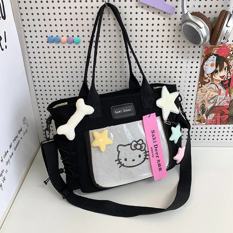 Sanrio Hello Kitty, милая сумка с героями мультфильмов, модная простая сумка через плечо Spice Girls для покупок, большая вместительная сумка через плечо