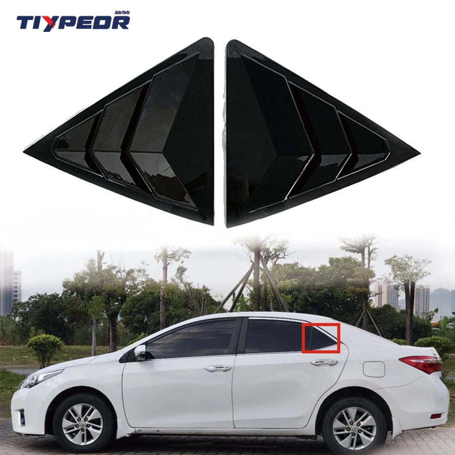 Black Car Rear Window Louver Shade Styling Side Vent Window Shutter Use For Toyota Corolla 2014 - 2018 2015 2016 2017