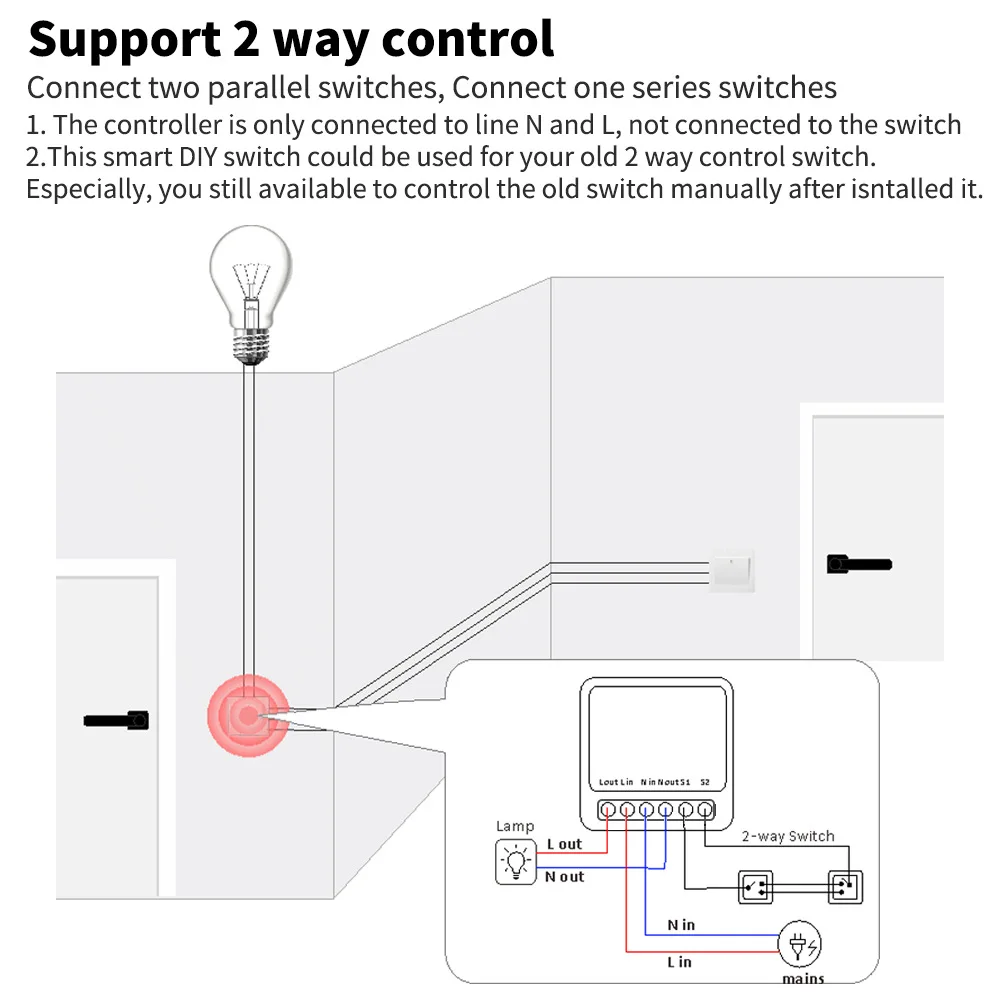 16A Tuya Smart WiFi Switch Support 2-Way DIY Switches Mini Smart Breaker Smart Life Control Support Alexa Google Alice image 4