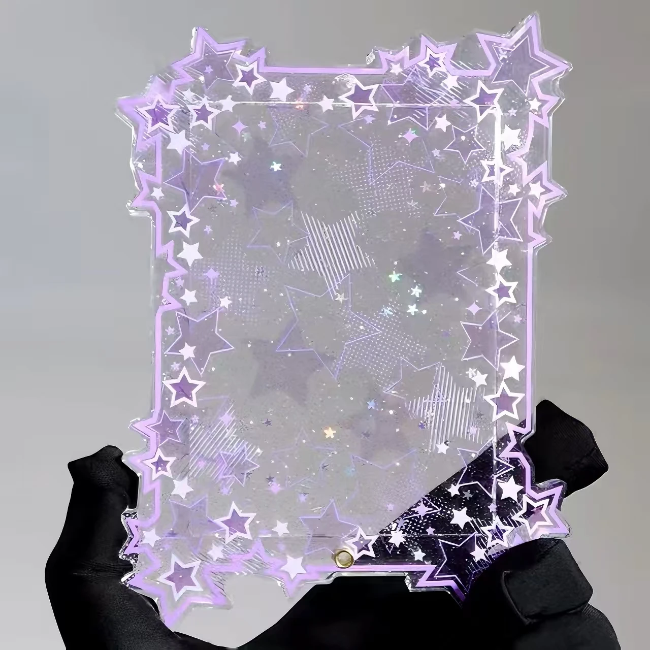 Starwave Sparkly Star Acrylic Photo Card Holder Sleeve Protector for 3
