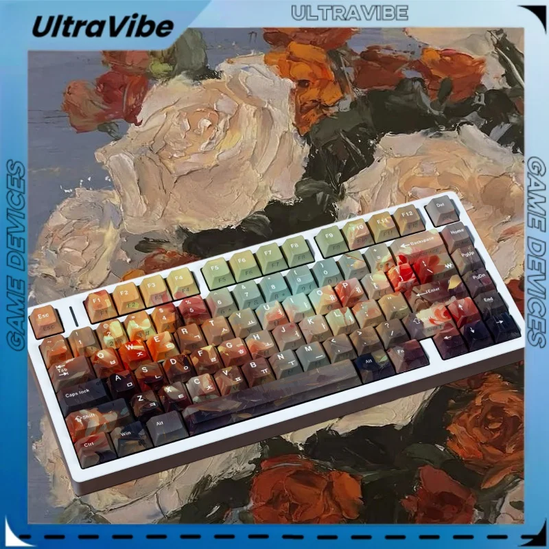 

Rose Double Engraved Keycaps Multiple Languages 130 Keys Transparent Pbt Korean Russian European Small Language Keyboard Keycap