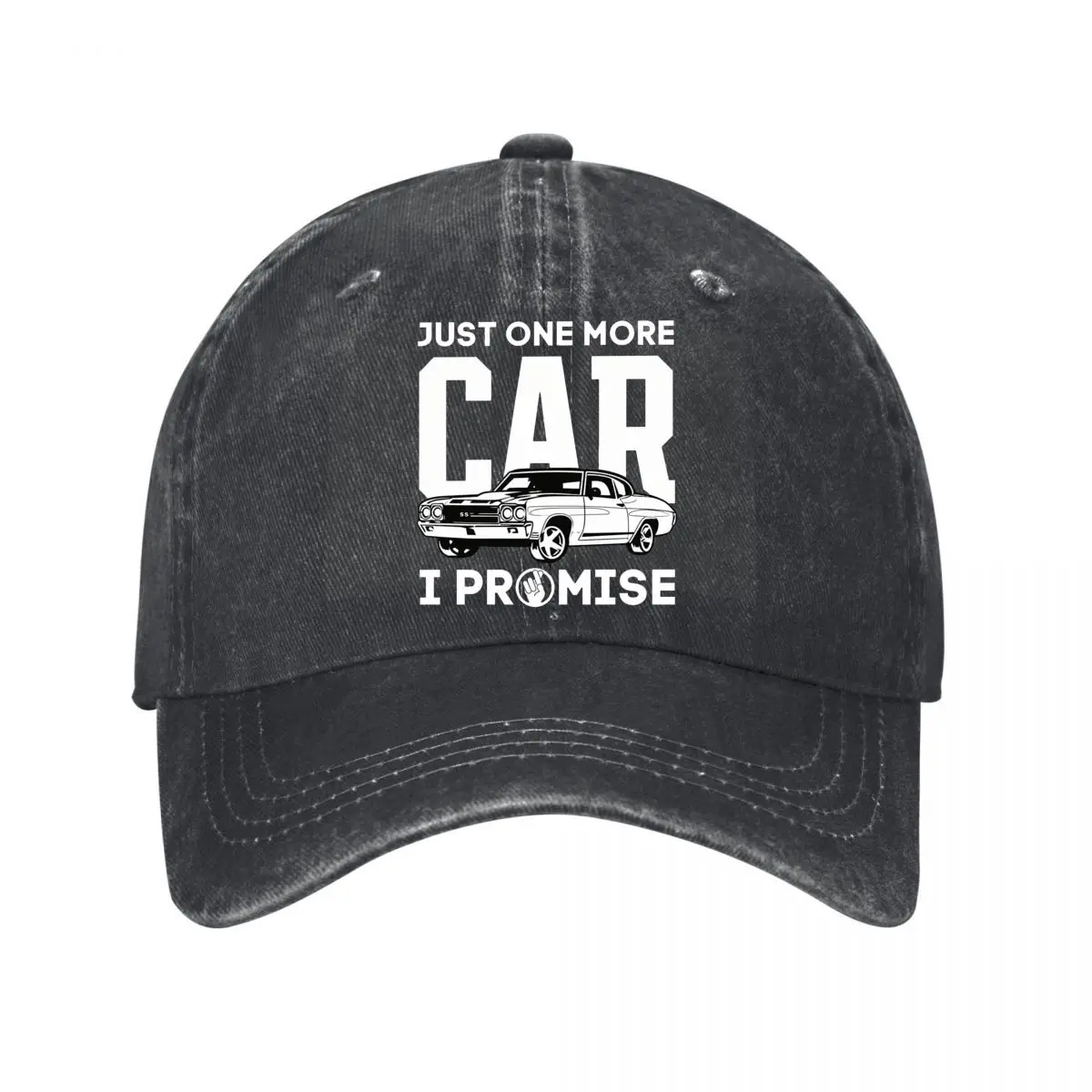 Classic SS Muscle Car Outline Graphic Washed Baseball Cap Hip Hop Sun Hats
