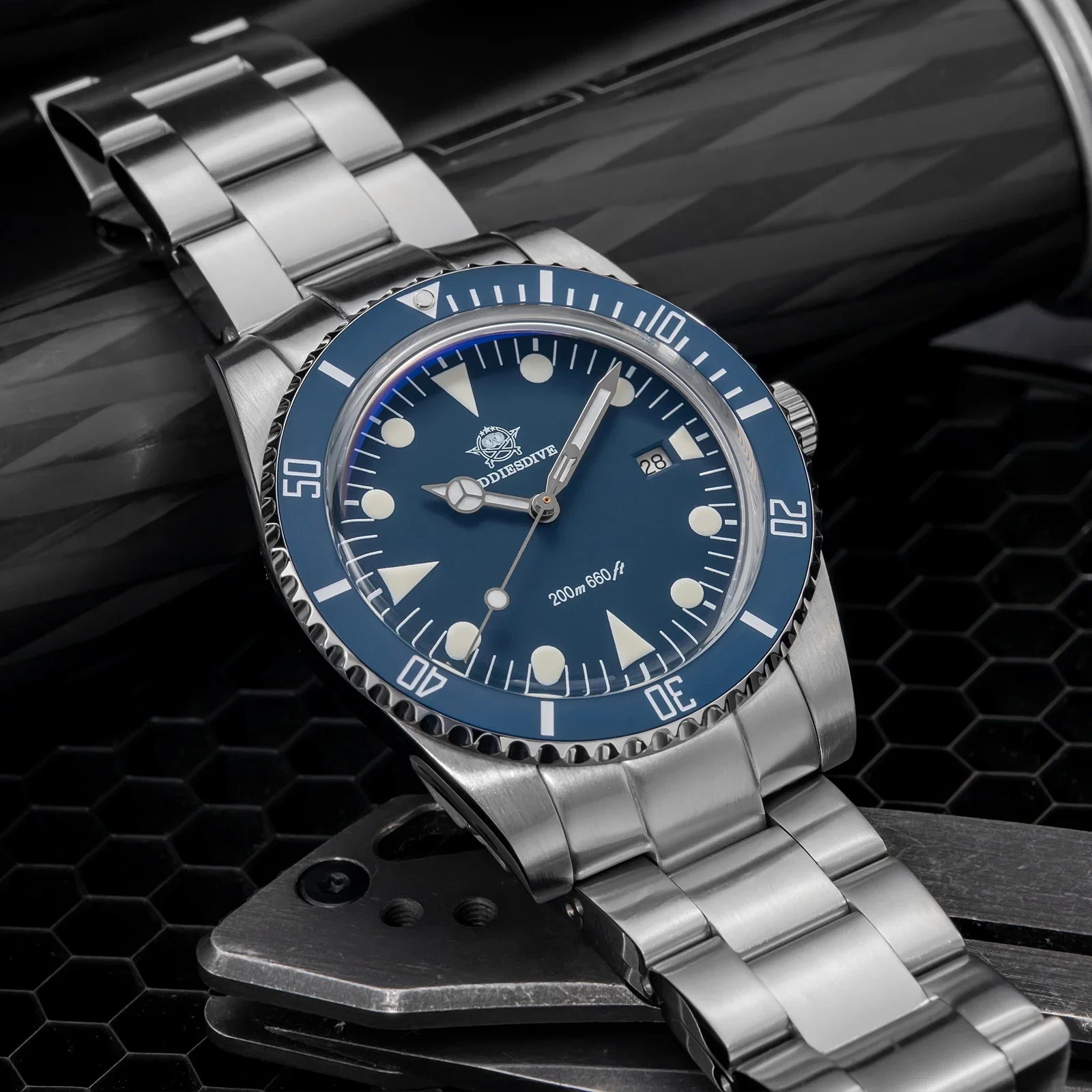 Addiesdive ساعة كوارتز فاخرة عالية الجودة للرجال AD2068 Relogios Masculino موضة فقاعة مرآة غطاء قدر ساعات رجل زجاجي