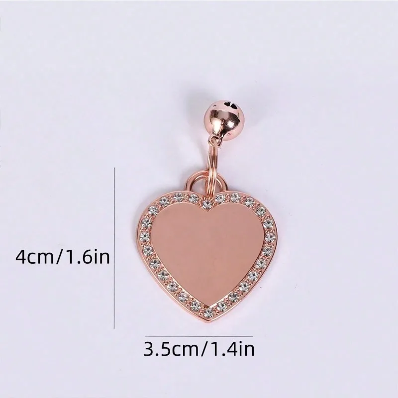 Personalisierte Strass-Hunde- und Katzen-ID-Anhänger, individuell graviertes Namensschild für Hunde, herzförmige Anti-Verlust-Haustieranhänger, Charm-Anhänger, DIY-Zubehör – Detail 3