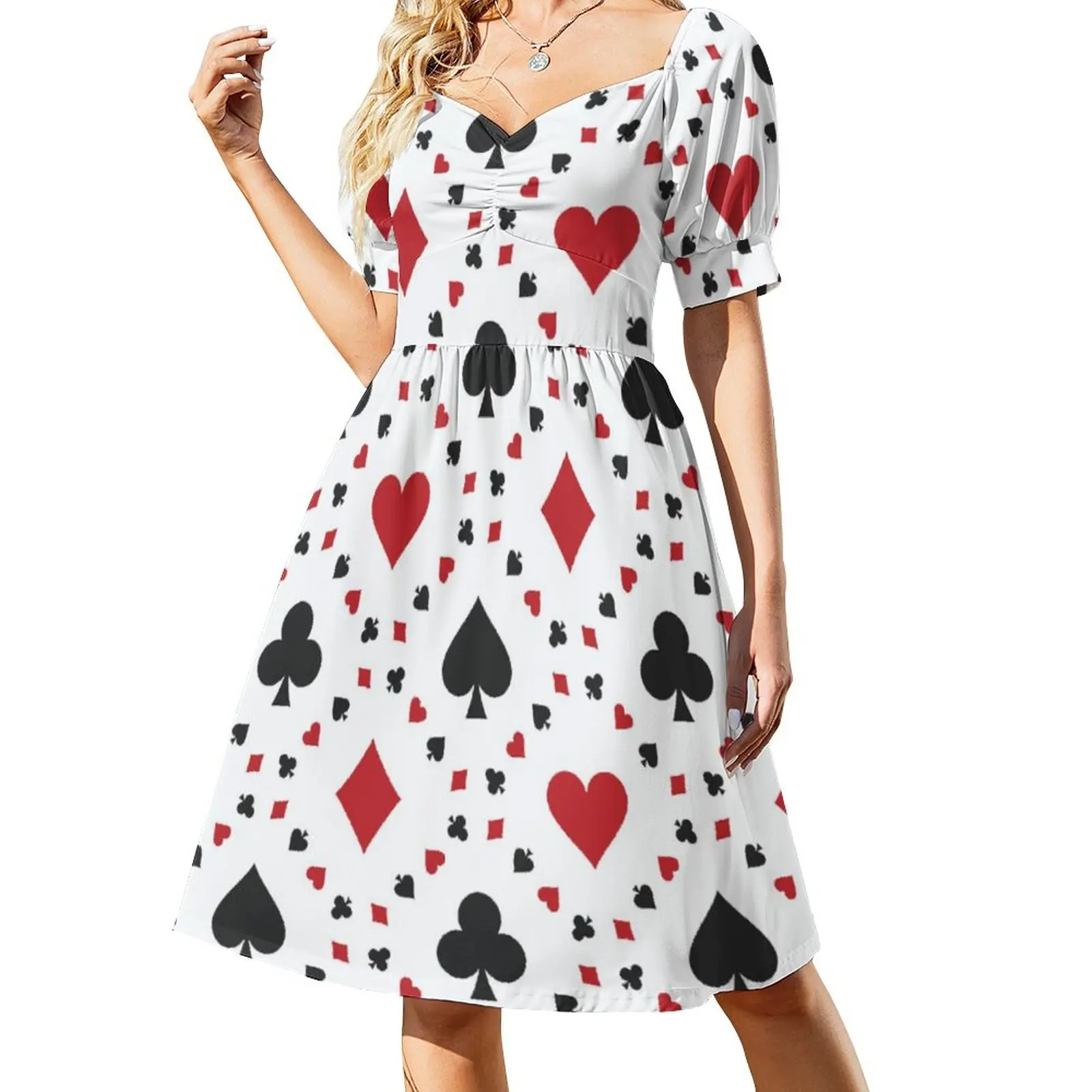 

Poker Cards Dress Sexy V Neck Elegant Dresses Women Street Fashion Graphic Big Size Casual Dress Gift Idea