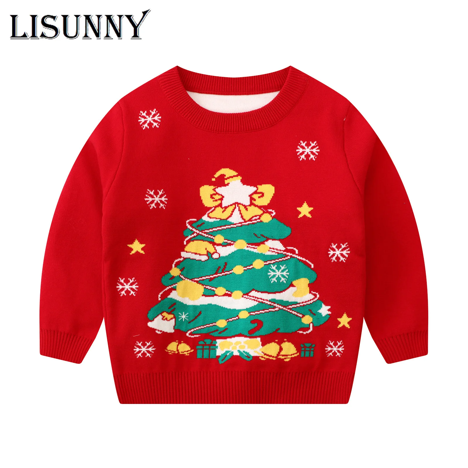 

2024 Autumn Winter Kids Christmas Tree Sweater Jumper Coat Children Clothing Baby Cotton Thick Boys Girls Knitted Pullover 2-7y