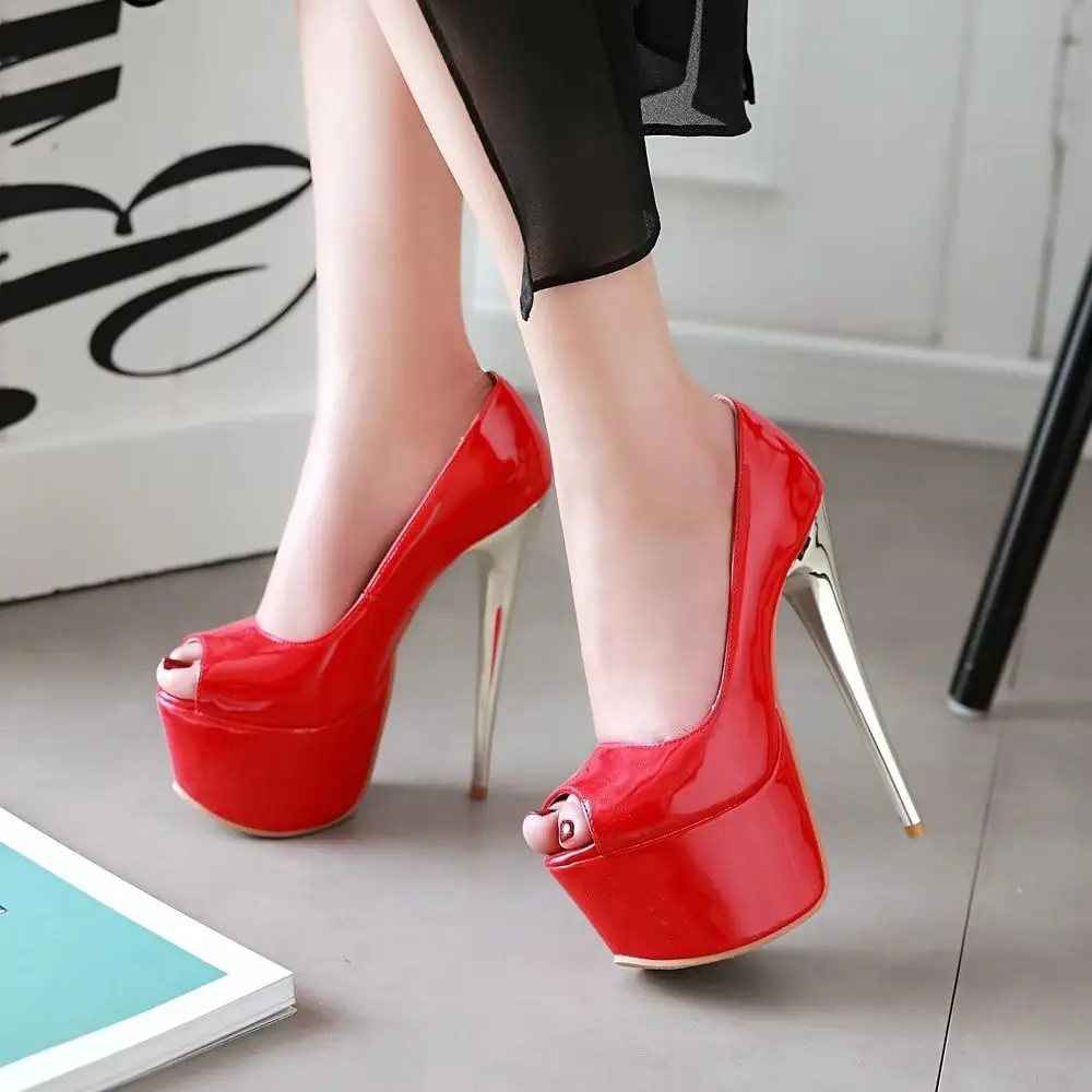 

Женская обувь на очень высоком каблуке 16 см, синие, красные туфли на каблуке с открытым носком, роскошные туфли-лодочки для стриптиза, танцевальная вечеринка, свадебные туфли для женщин