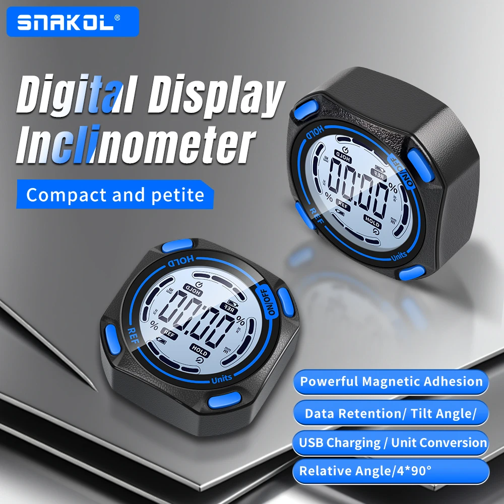 Digital Level Angle Gauge 360° LCD Electronic Protractor Mini Inclinometer Magnetic Base Bevel Protractor Tilt Measuring Tool