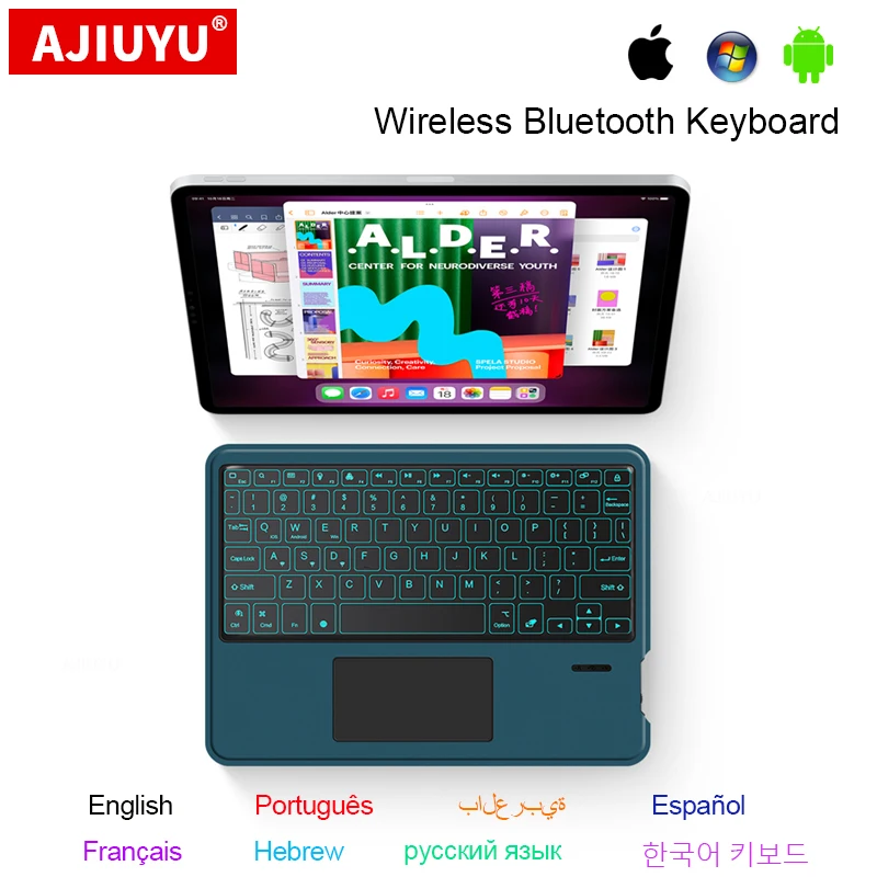 Wireless Bluetooth keyboard Rechargeable With Touchpad 7 Color Backlit for Xiaomi Pad 5 6 Pro 11 inch MiPad5 MiPad6 Redmi Pad