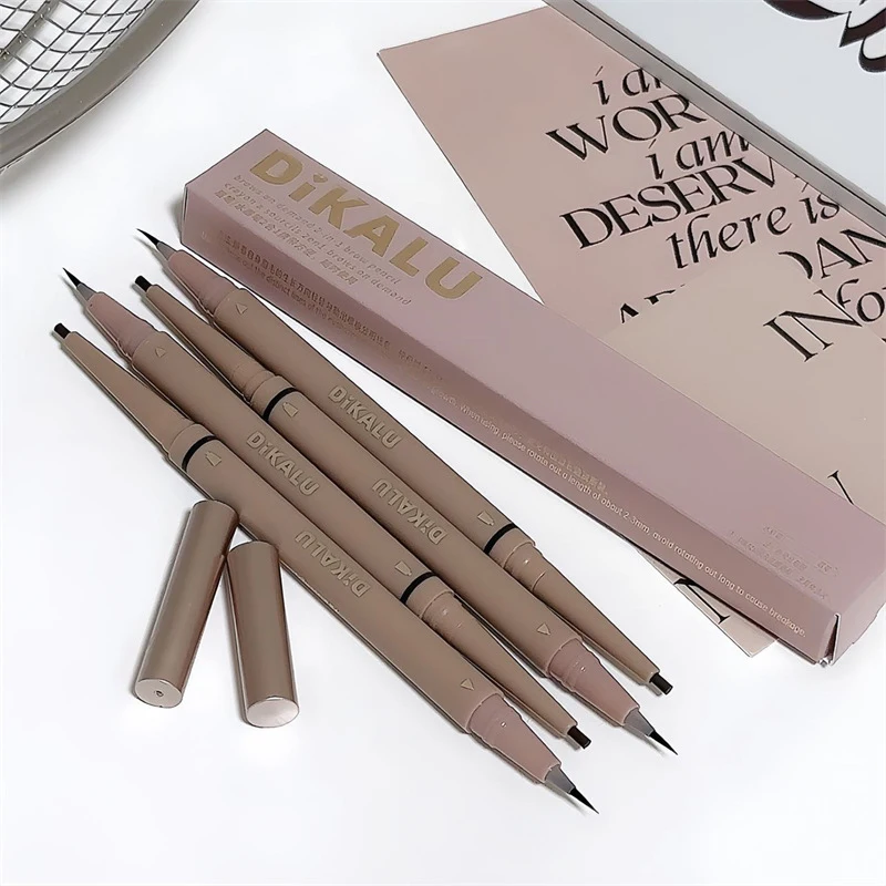 Matita per Sopracciglia Ultra-Sottile a Doppia Punta DIKALU, Liquida, Resistente all'Acqua, Lunga Durata, 2-in-1, Naturale, Effetto 3D per Sopracciglia Perfette