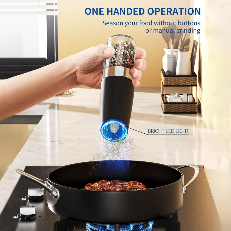 

Automatic Salt and Pepper Grinder Set Led Light Grinder Set Spice Mill Adjustable Spices Grinder Kitchen Tools