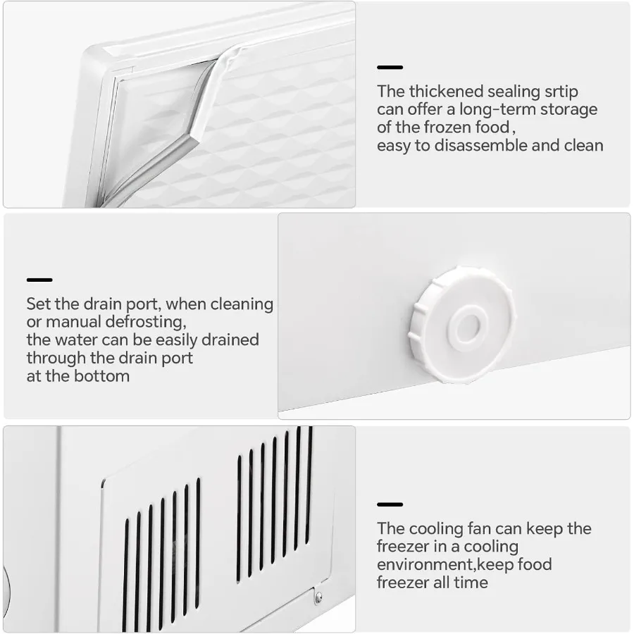 Kismile 3.5 قدم مكعب الصدر الفريزر مع 2 سلال قابلة للإزالة قائم بذاته أعلى باب مفتوح صغير عميق الفريزر مع Te قابل للتعديل