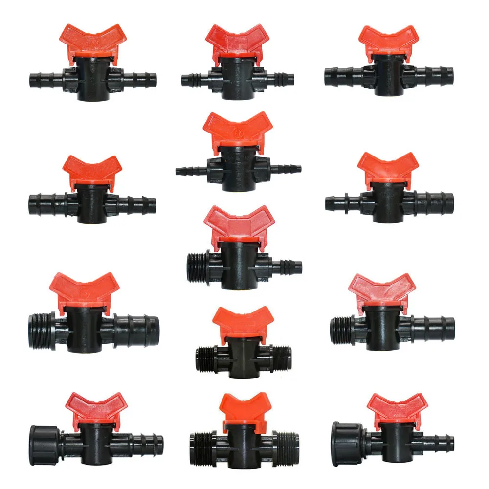 Miniature Plastic Shut Off Coupling Valve Connectors for 4/7 8/11 10/16/20/25mm Hose Garden Water Irrigation Pipe Adaptor Barb