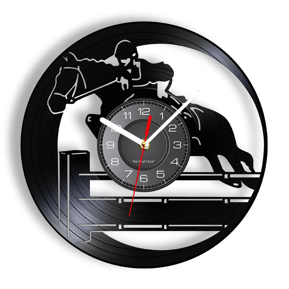 Equestrianism Hobby Vinyl Record Wall Clock Vintage Horseback Riding Sport Art Horse Rider Equestrian Vintage Clock Wall Watch