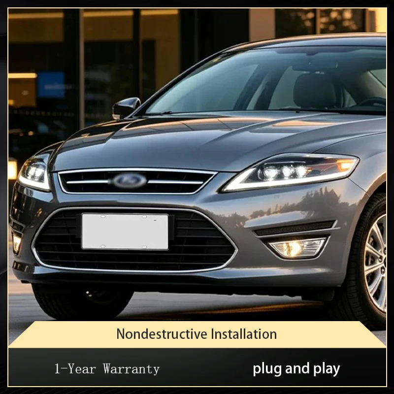 Car Styling For Ford Mondeo 2007-2013 Front Lamp DRL Newest Upgrade Headlight Turn Signal Highlight LED Bulbs Projector Len Auto
