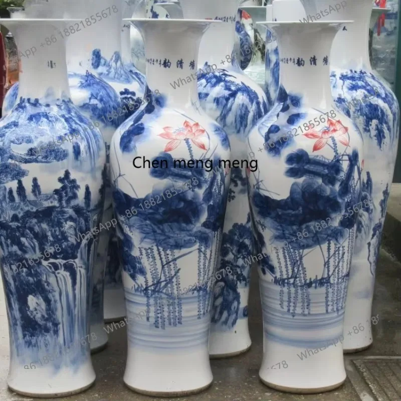 Ceramic floor-to-ceiling vase, hand-painted, ceramic handicrafts hotel opening gift H