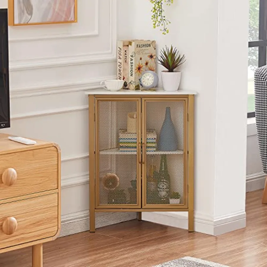 

Cabinet/ 3Tier Display Shelves with Protection Door Metal Frame Storage Shelf Organizer for Small Space Living Room Kitchen Bat