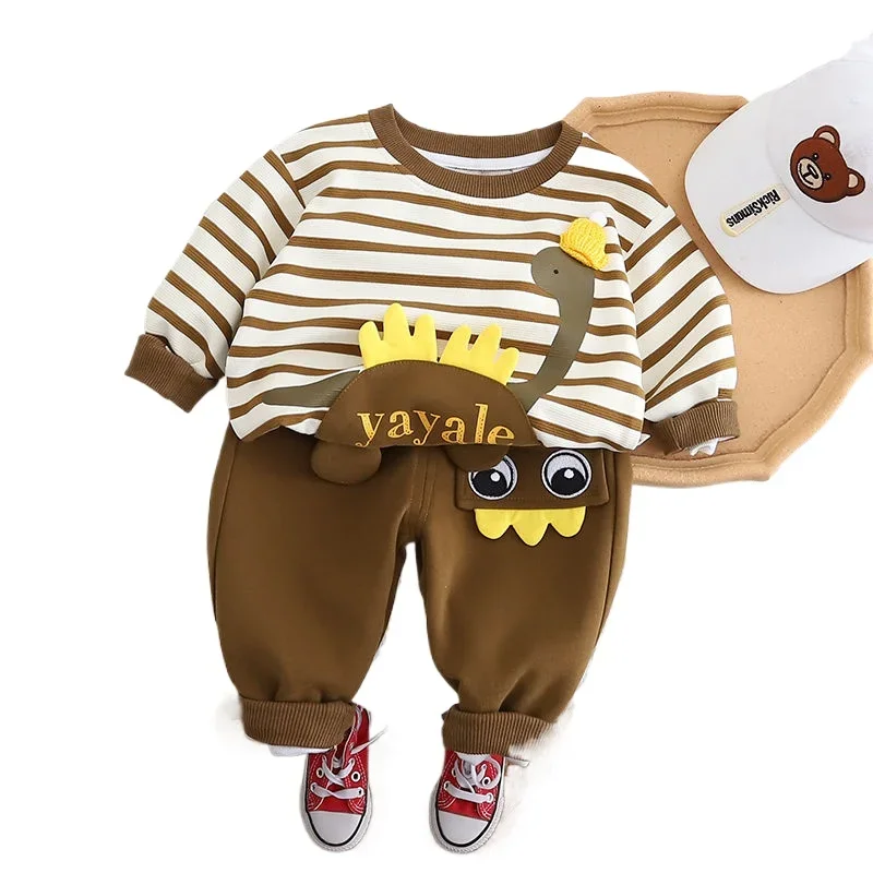 Ropa para niños, chándales para niños pequeños, ropa de manga larga con dibujos de dinosaurios, conjunto de pantalones, trajes de algodón de 1, 2, 3, 4 y 5 años