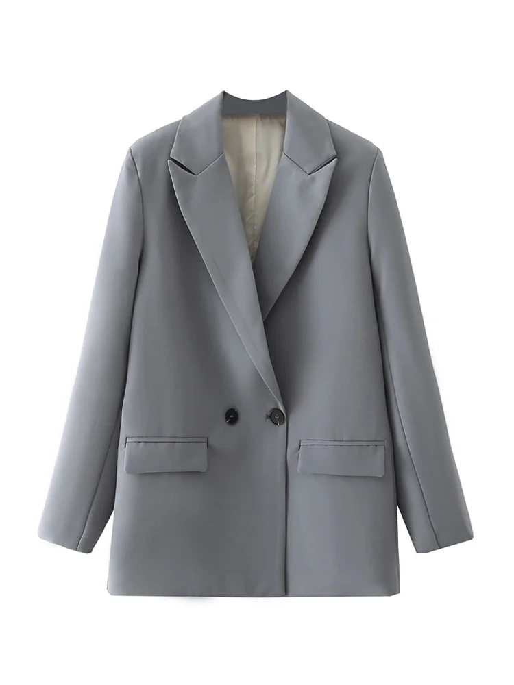 Blazer doppiopetto da donna Chic Office Lady cappotto Vintage moda colletto dentellato manica lunga capispalla da donna top alla moda
