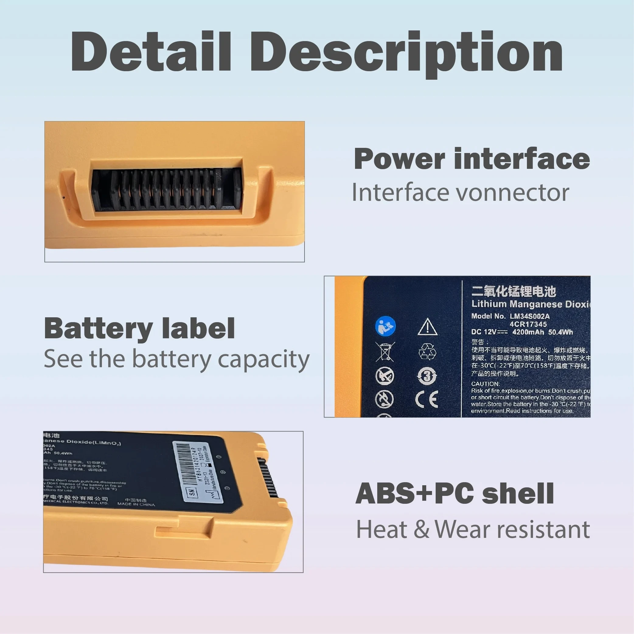 Bateria zamienna LM34S002A 12V 4200mAh do defibrylatorów serii S1 S2 SC1 SC2, jednorazowa bateria litowo-dioksidowo-manganowa