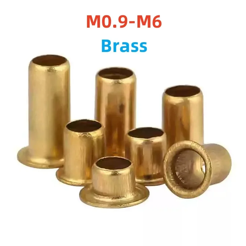 M0.9 M1.3 M1.5 M1.7 M2 M2.3 M2.5 M3 M3.5 M4 M5 M6 Brass Metal Eyelets Brass Hollow Tubular Rivets Hollow Rivet Nut