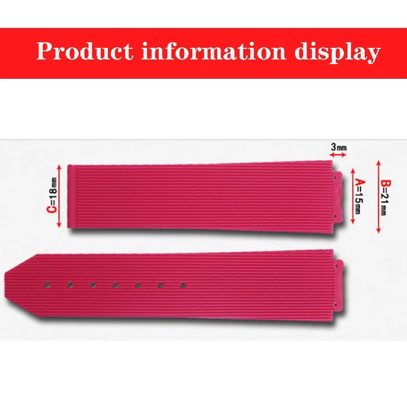 Silicone watch strap for HUBLOT strap rubber strap Soft waterproof women's watch sports watch accessorie 21mm-15mm