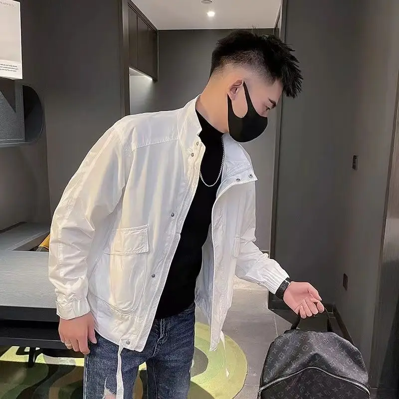 Spring and Autumn Men\'s Jacket Decoration Body Standing Collar Trendy Brand Internet Celebrity Trendy Casual Youth Coat Top