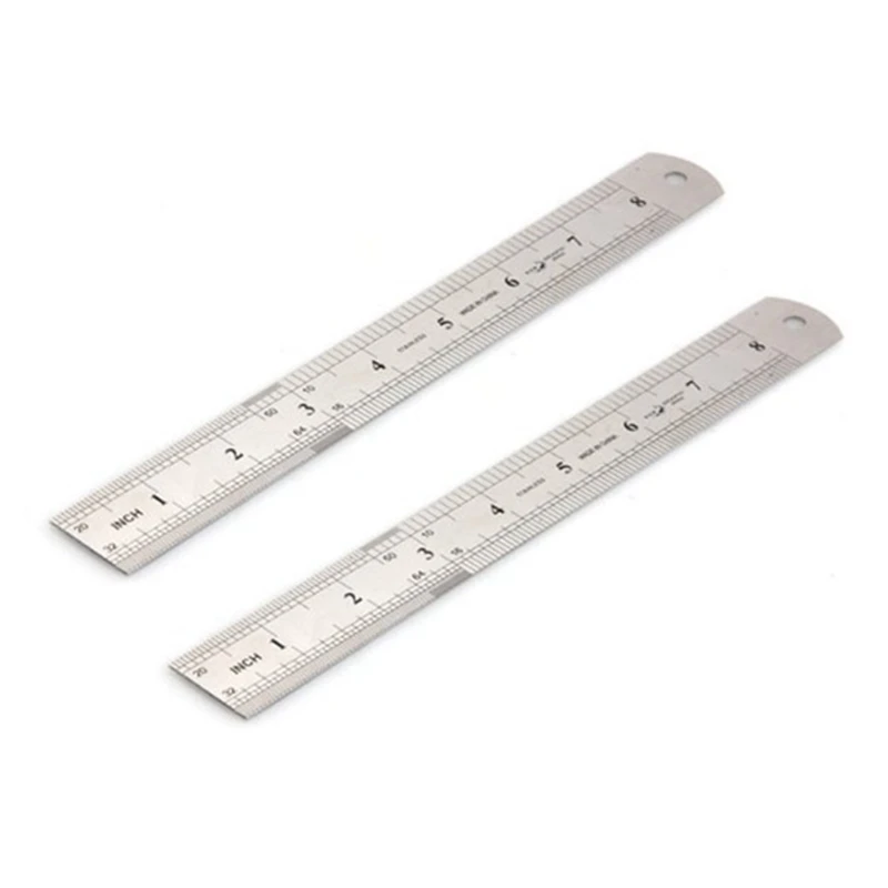 2X Vintage Stainless Steel Ruler Rule Scale Machinist Tools 20CM