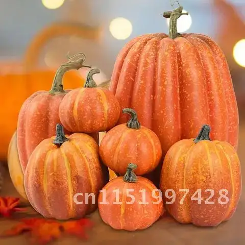 7pcs White Yellow Artificial Pumpkin Mold Halloween Thanksgiving Autumn Harvest Pumpkin Props For Home Halloween Decoration