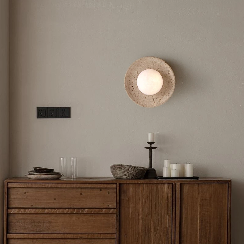 Nordic Walnut Stone Ceiling Lamp Yellow Travertine Bedroom Corridor Downlight E27 G9 Hallway Aisle Decoration Light Fixtures