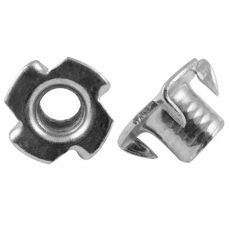 5/10/25pcs Carbon Steel Four Claws Nut M4-M10 Speaker T-nut Blind Four Pronged Insert Tee Nut For Wood Furniture Hardware