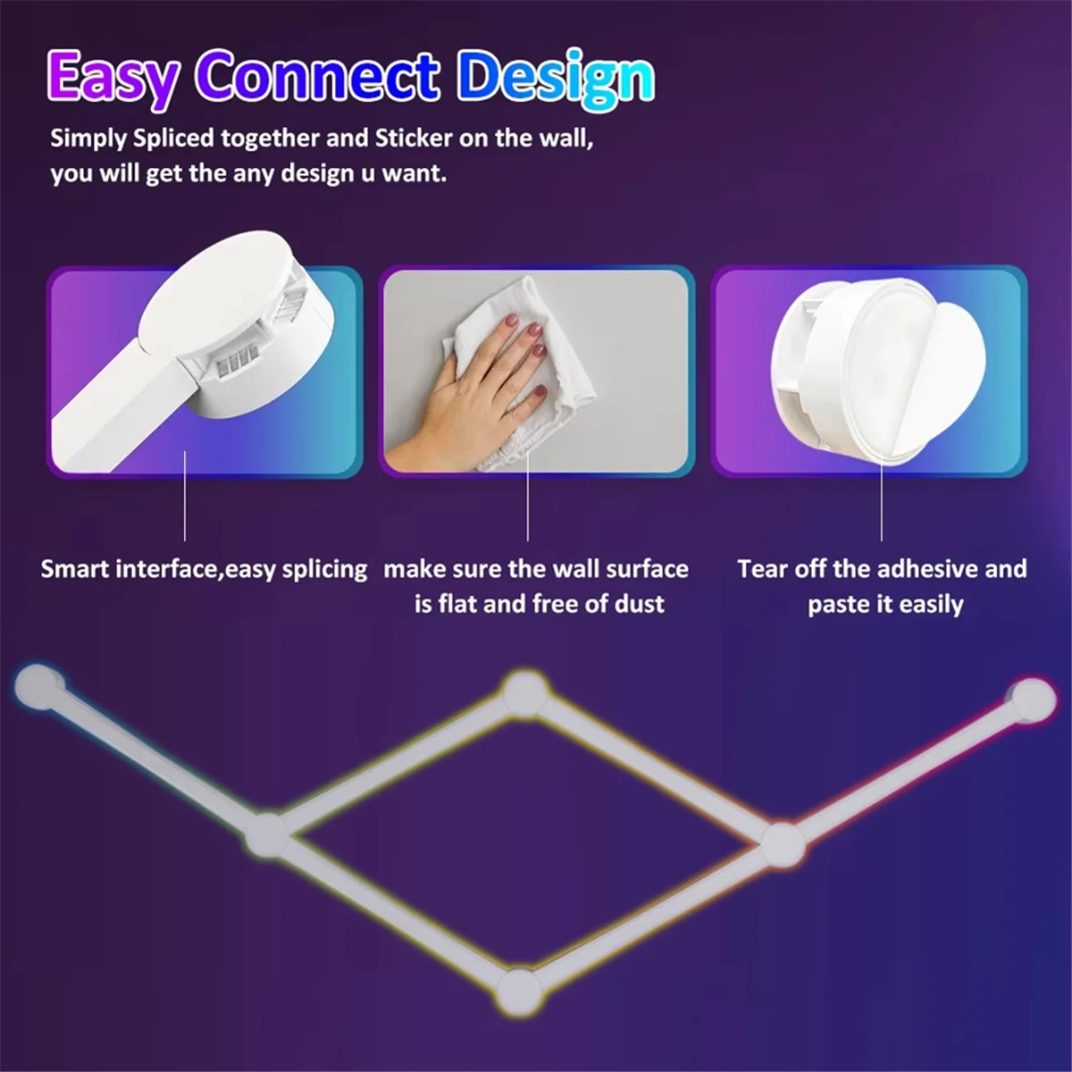 BFYLE USB slimme wandlamp RGB LED-lichtbalken 16 miljoen kleuren dimbaar muzieksynchronisatie DIY Home Decor lichtbalken wit