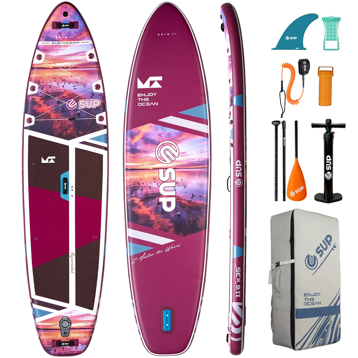 Extra Wide Stability PVC Beginner SUP Board with Easy Maneuver Inflatable Accessory Convenient Storage Bag & Repair Kit