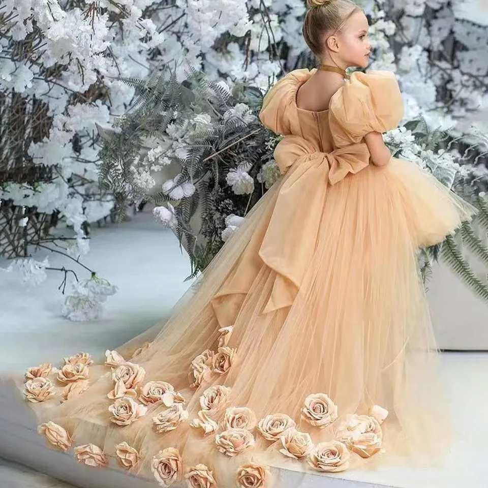 Customized Flower Girl Dresses 2025 Simple Lace Pretty Dress For Wedding Pageant Ball Gowns Applique Elegant Party  Dress