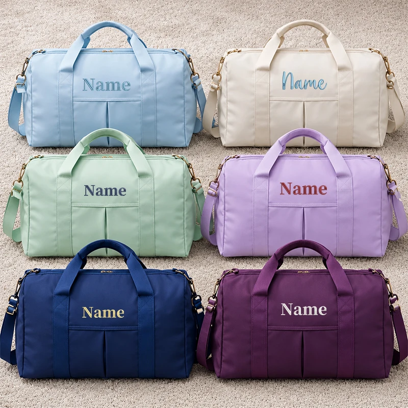 Custom Text Girl Boy Dance Swim Duffel Bag Personalized Name Embroidered School Camp Activity Overnight Travel Weekender Gift