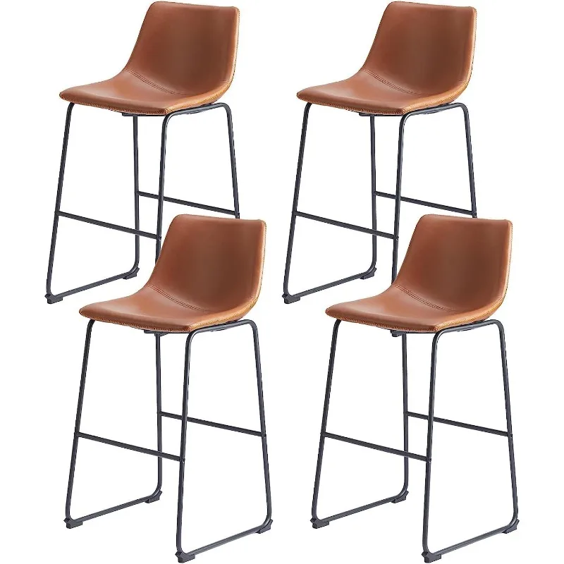 

Sweetcrispy Counter Height Bar Stools Set of 4, 26 inch Leather Barstools Modern Bar Stools with Back, Counter Stool Armless Bar