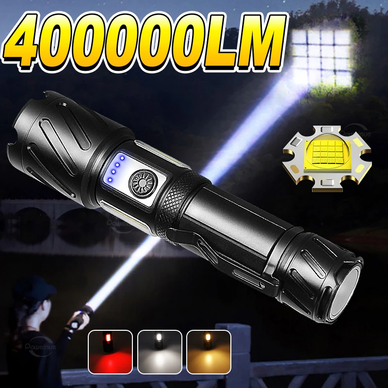 

Мощный светодиодный фонарь 4000000 лм XHP160/XHP50, перезаряжаемый, с зумом, магнитом, ручной фонарь для кемпинга