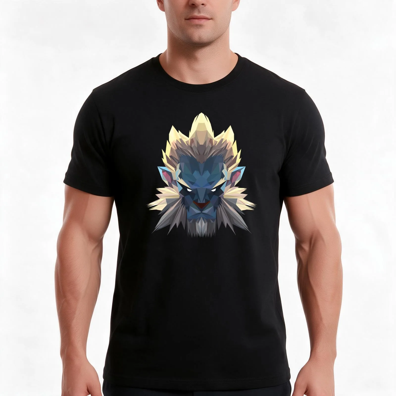 Phantom Lancer Low Poly Art T-Shirt, Summer Casual Cotton Tee, Oversized Streetwear Tops, Vintage Graphic Print, 100% Cotton
