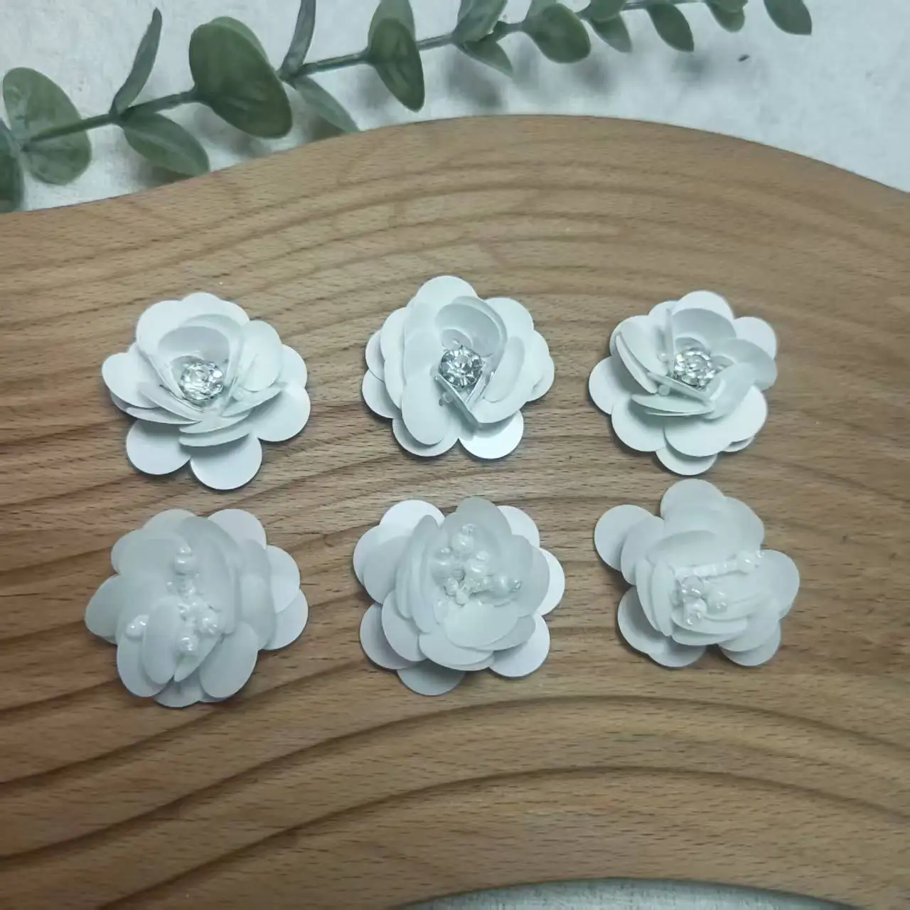 10PCS Handmade beaded sequined glass bead tube flower appliqué garment accessories embroidery appliqué