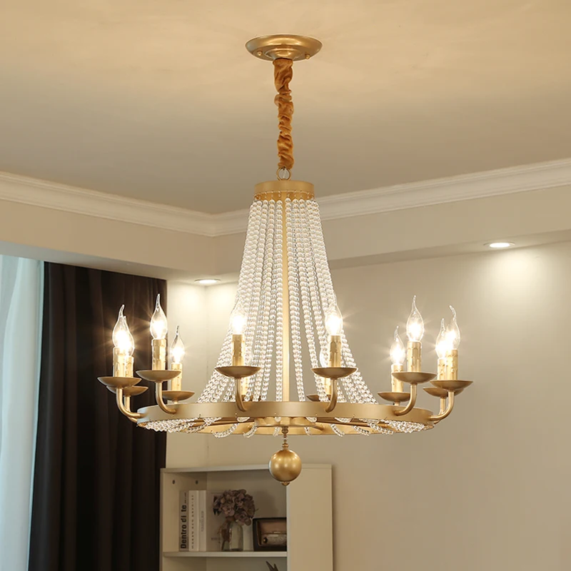 

Modern Candle Crystal Pendant Lamps For Living Room Restaurant Rustic Industrial Chandelier Lustre Ring Farmhouse Hanging Lights