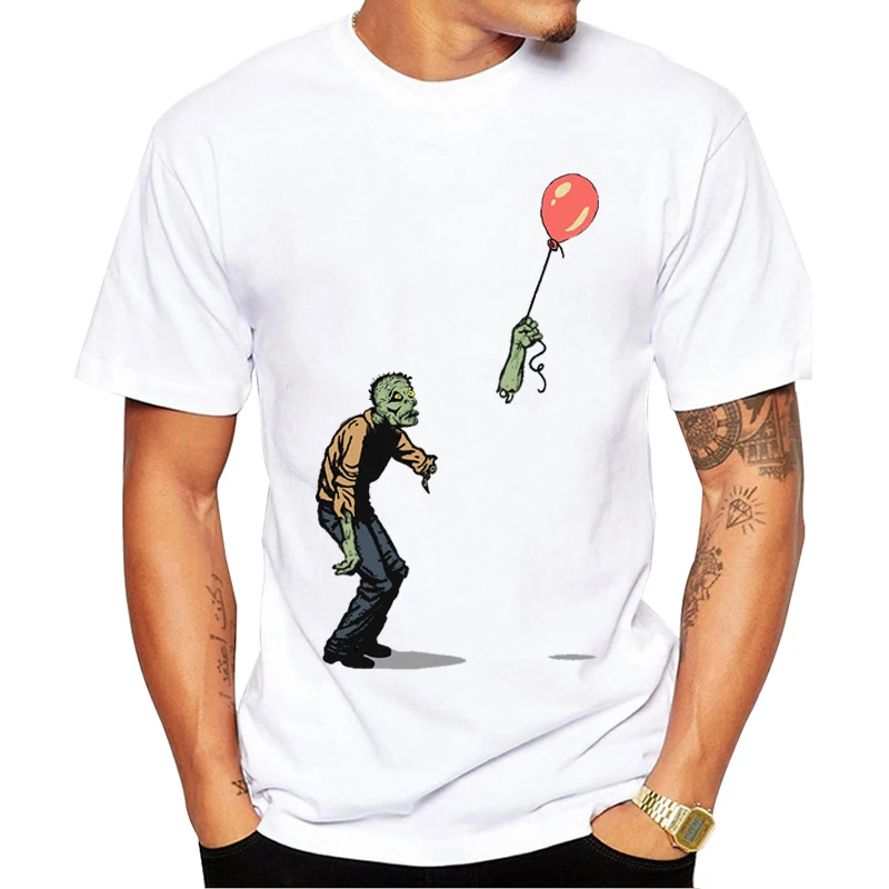 TEEHUB Hot Sales Zombie Men T-Shirt Fashion Bulloon With Baby Zombie Printed t shirts Hipster Tee Short Sleeve Casual Tshirts