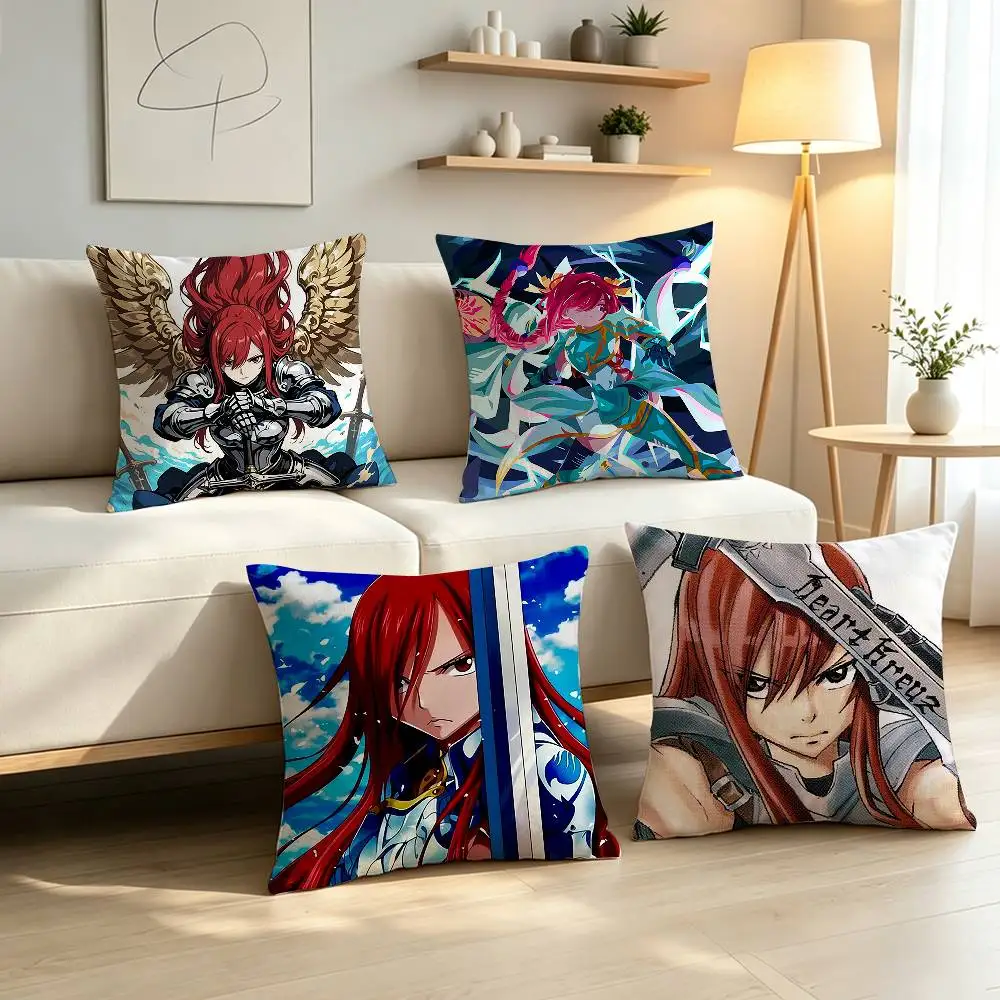 F-Fairy Tail Erza Scarlet Pillow Case Pattern Printed Pillowcase For Living Room Sofa Cushion Cover