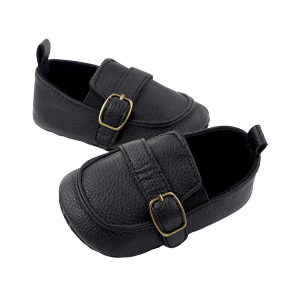 0-18M Baby Girls Shoes Black First Walker Infant Winter Unisex Booties Peas Infant PU Leather Baby Shoes Soft Bottom Baby