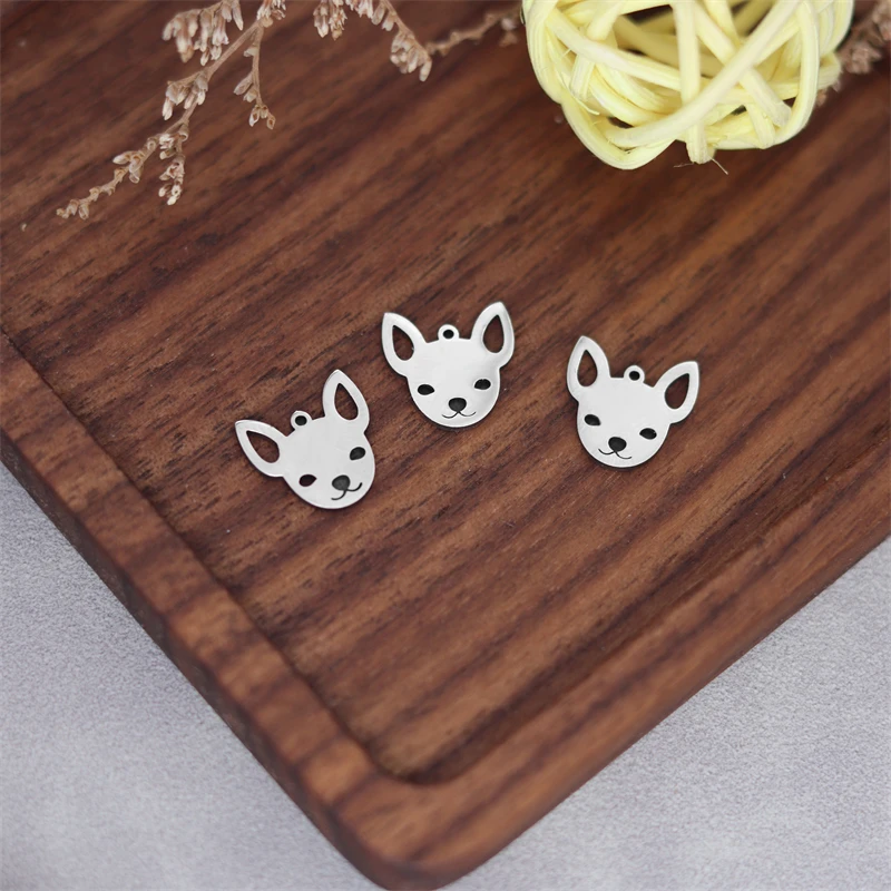 3pcs/lot Stainless Steel Tiny Chihuahua Animal Dog Pendant for DIY Necklace Bracelets Earrings Jewelry Making Charm Fingdings