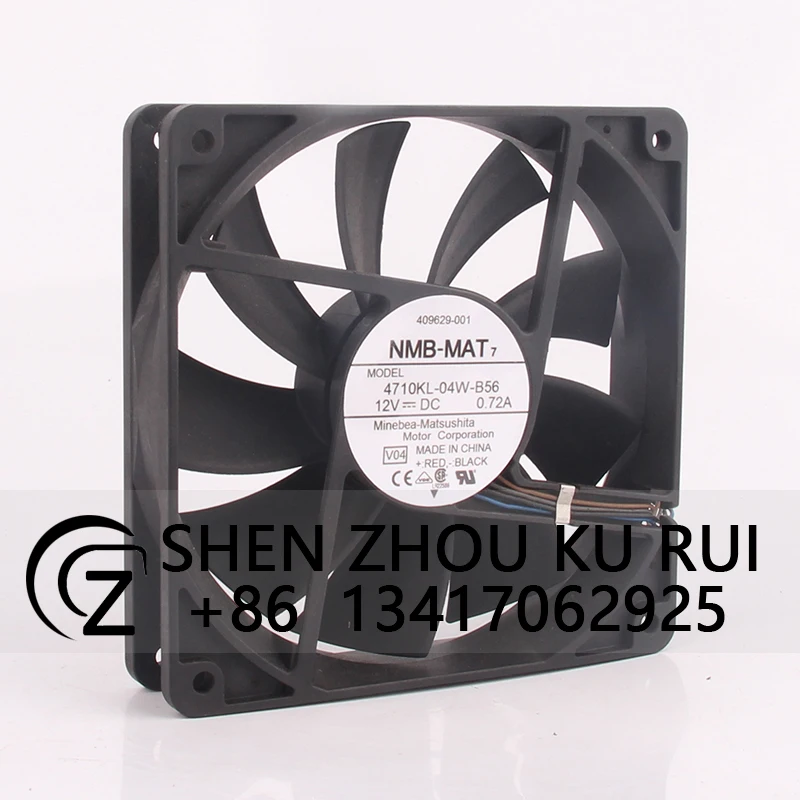 4710KL-04W-B56 Case Cooling fan for NMB DC12V 0.72A  120x120x25mm 12CM 12025 4-wire Temperature Controlled Centrifugal Exhaust