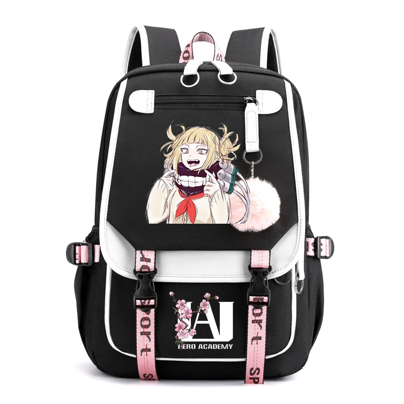 Harajuku Anime My Hero Academia Toga Himiko plecaki z nadrukiem płócienny tornister pluszowy plecak z piłką dla nastolatek dziewczęcy tornister Usb