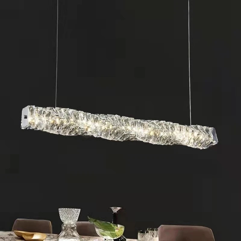 

Modern Luxurious Bedroom Bedside Led Crystal Pendant Lights Living Room Long Gold Chandelier 110V/220V 3 Color Dimming