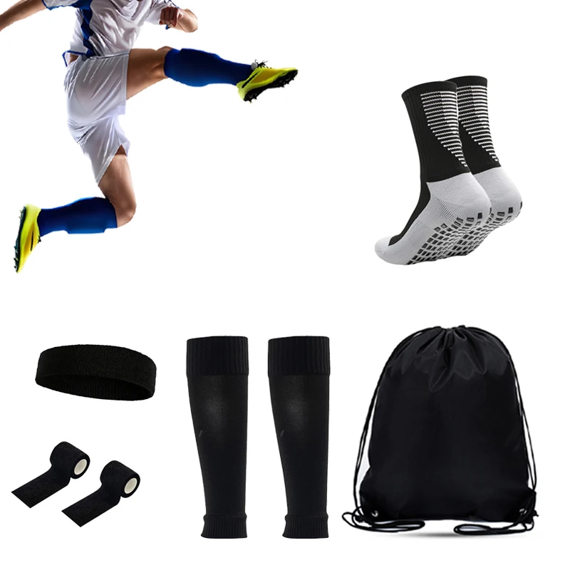 

5PCS Set Soccer Sporty Socks Soccer Socks Non Slip Storage Bag Bandages Calf Socks Sports Hijab