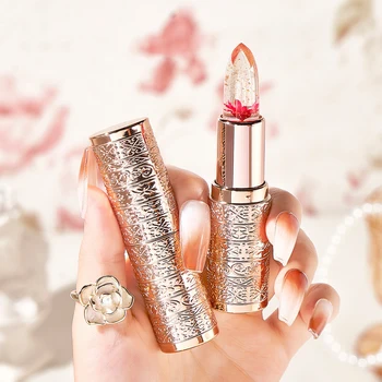 Blütenblatt Gelee Farbwechsel Lippenstift transparent wasserdicht lang anhaltende Lippenstift Temperatur Farbwechsel Lippen balsam Lippen pflege